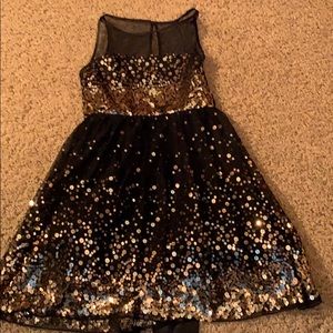 Girls party dress black gold